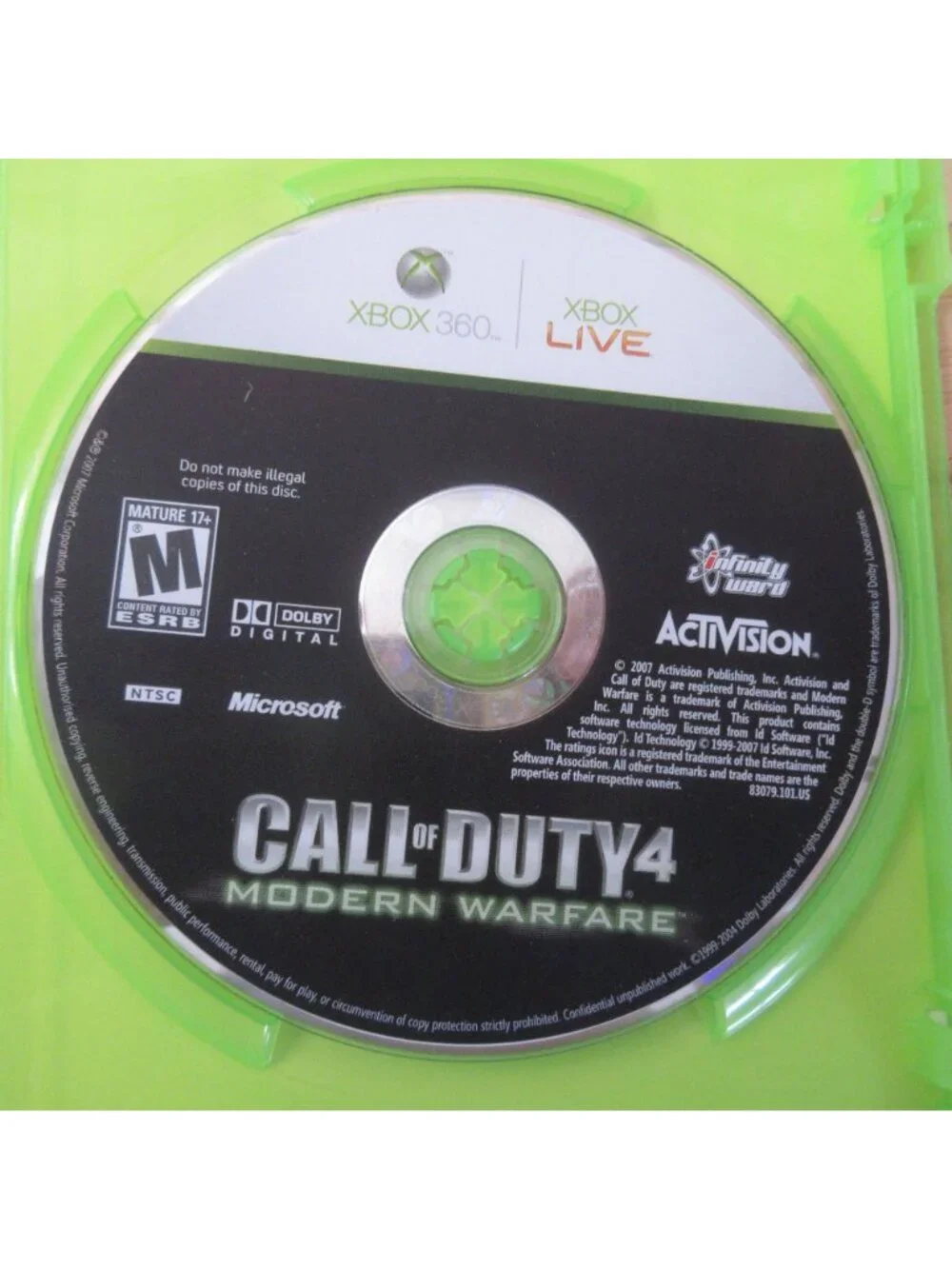 Call of Duty 4: Modern Warfare (Microsoft Xbox 360, 2007) - No Manual